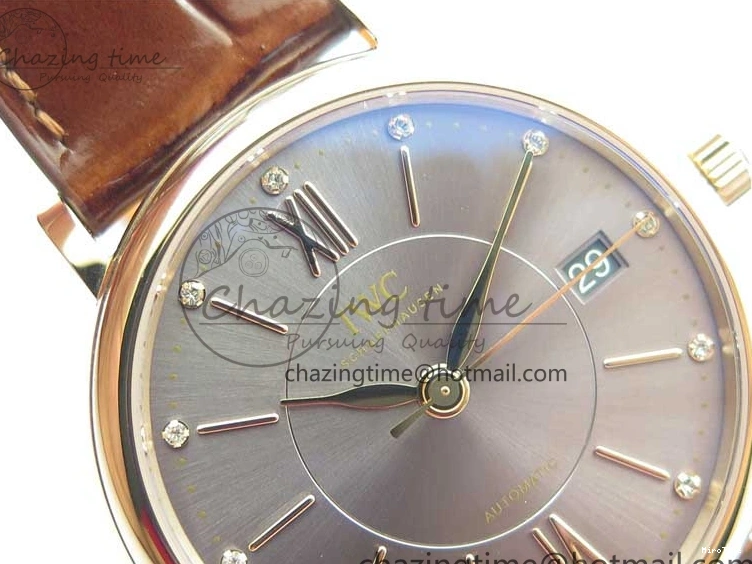 MIROTIME 0429 Portofino 37mm RG V7F 1:1 Best Edition Gray Dial on Deep Brown Leather Strap A SunProtective 7090